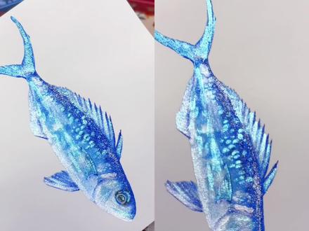 蓝色冰感小鱼💙
#水彩 #画画🎨 #绘画过程 #手绘 #珠光水彩