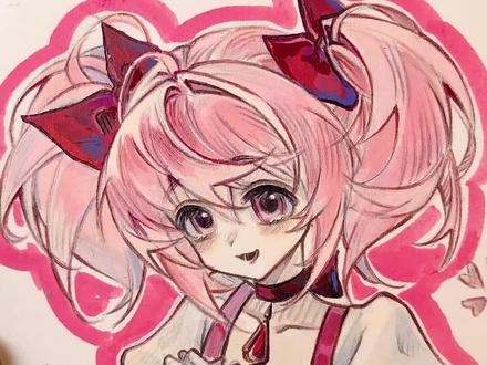 丙烯马克笔也能画出通透感!小圆的上色爽! #魔法少女小圆 #鹿目圆 #蓝果丙烯马克笔 #蓝果圆珠笔 #同人