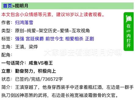 互攻! 水仙! 强强!双疯批! 集齐了我所有萌点!就是看完都找不到代餐😭 #揽明月by归鸿落雪 #耽美小说推荐#双男主小说 #推文 #互攻