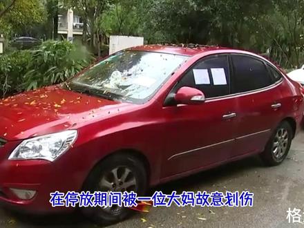 大妈故意划伤新车,赔偿车主4000元