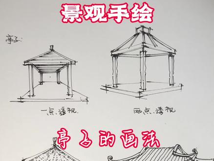 #景观设计 #园林景观设计 #庭院设计 #亭子#景观考研 亭子的画法:注意透视。亭台楼阁轩榭廊坊,各有不同。