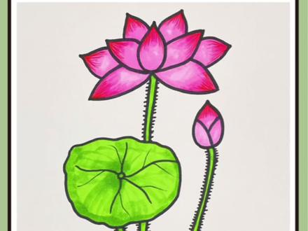 荷花简笔画教程,小朋友快和我一起学习画美丽的荷花吧#简笔画 #一起学画画 #儿童简笔画 #亲子 #简笔画教程