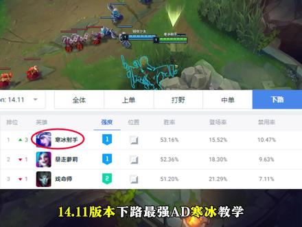 14.11版本最强AD#寒冰射手艾希 教学