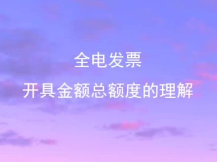 全电发票开具金额总额度的理解#全电发票 #用友软件