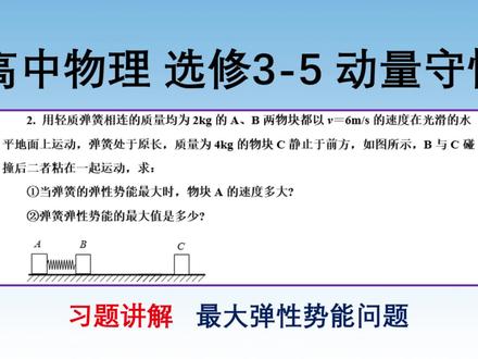 高中物理选修3-5动量守恒的应用 碰撞之最大弹性势能问题 #学习 #高考 #成功上岸 #教育 #物理 #知识点总结 #学习使我快乐 #学霸 #学习方法