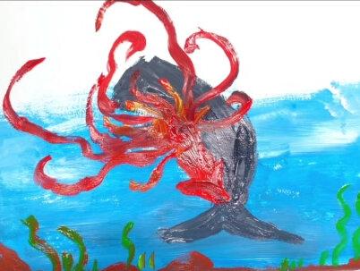 幼儿园课程:
大王乌贼🐙大战抹香鲸🐳#一起学画画 #创意美术 #少儿美术教育 #艺术创作