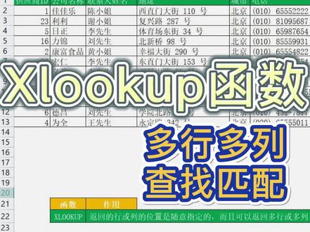 Xlookup函数轻松实现多行多列匹配,高配版的vlookup函数就是它啦~#excel技巧 #office办公技巧 #excel #excel技巧 #职场 #办公技巧