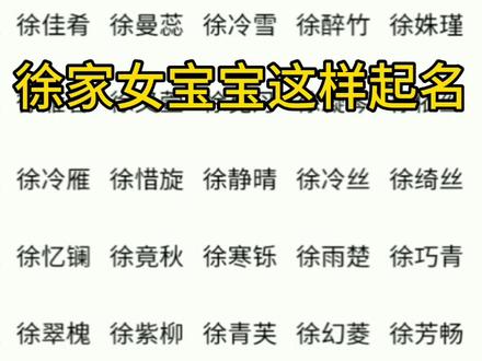 徐家女宝宝好听又好记的名字来了,记得收藏哦,#徐氏家族#徐氏 @抖音小助手
