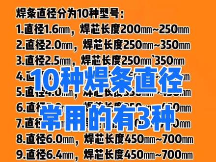 常用的焊条型号有19种,电焊条型号由于过多无法统计,普通焊条,按照直径可以分为10种。
#知识改变命运 #焊工#焊条 #技术分享