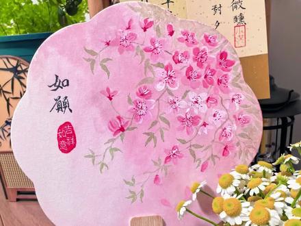 国画团扇樱花教程 #国画 #国画团扇 #没骨画 #国画樱花 #国画教程