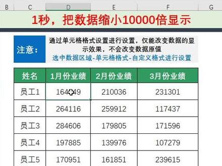 #excel 中,把数据从元改为万元为单位,自定义单元格格式,把数据缩小10000倍显示 #excel技巧 #excel教学