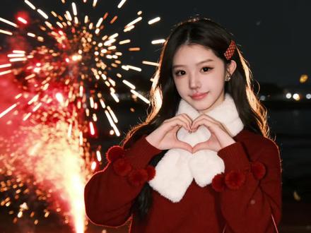 新年也能预制夯爆了的照片?快来试试 #豆包ai #新年拍照 #烟花