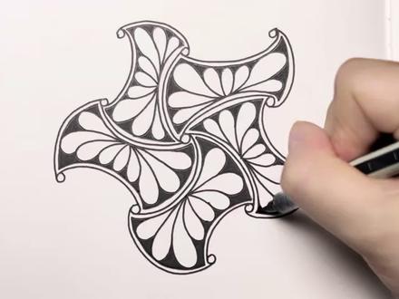 第660幅旋转可爱哈金斯小花瓣组合线描禅绕画 #解压 #治愈 #教程 #手绘 #零基础学画画