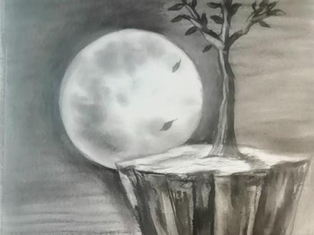 一分钟教你画夜空大海,就是这么简单你学会了吗?#画画 #一起学画画 #素描 #原创 @DOU+小助手