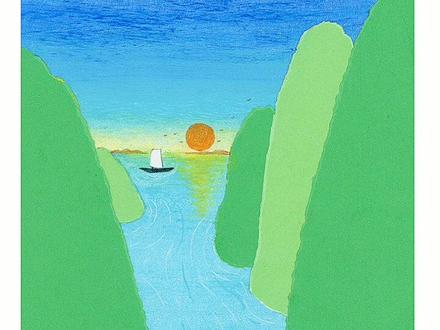 在青山绿水里,感受那夏日的一丝丝清凉#古诗配画 #儿童画 #在线教育 #望天门山@抖音小助手