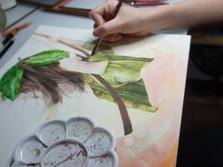 小桔灯做的秋千~荡起来❤️#水彩 #水彩过程 #手绘