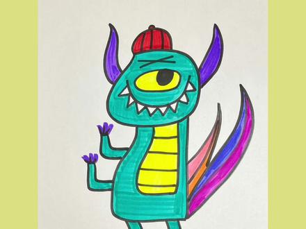 #儿童画 #简笔画 #怪兽 #犄角 #尾巴 #萌知计划 怪兽:我头上有犄角,身后有尾巴,你要不要来画我呀!