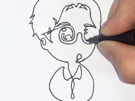 #薛之谦 #简笔画 今天教大家怎样用一条线画老薛😘@抖音小助手
