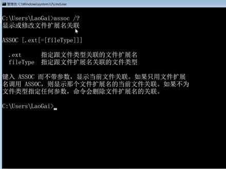 dos命令assoc教程,显示或修改文件扩展名关联,bat批处理脚本