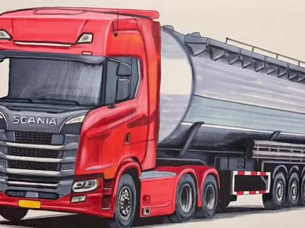 手绘斯堪尼亚半挂牵引车,喜欢吗 #马克笔手绘 #交通工具 #斯堪尼亚公路之王 #半挂牵引车 #画画