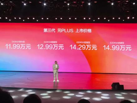 #比亚迪第三代元plus 正式焕新上市了!
新车共推出四款配置:
✅540km 领先型:11.99万
✅540km 超越型:12.99万
✅630km 超越型:14.29万
✅630km 卓越型:14.99万
用路天路总的话来讲:友商有的我有,友商没有的我还有