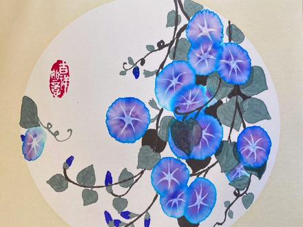 儿童水彩画:牵牛花#儿童创意美术 #画画 #手绘 #水彩笔晕染画