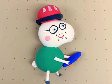 《小猪佩奇》猪爸爸滑滑板🛹 #小猪佩奇 #手工 #动画