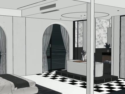 在酷家乐中如何制作圆弧倒角垭口效果呢?自由造型放样空间要记牢!#室内设计 #异型建模