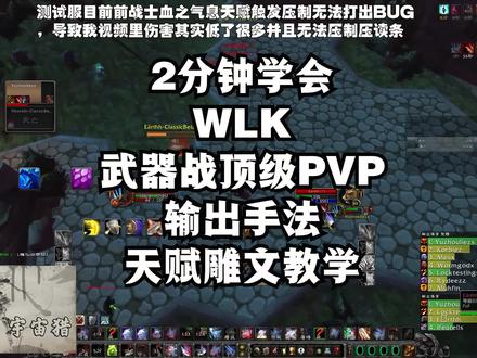 魔兽世界巫妖王之怒WLK 3.4武器战PVP天赋雕文顶级手法教学
共 #魔兽 #武器战PVP