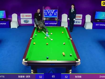 最新比赛,双赛点决胜局张堃鹏逆天翻袋,成功绝杀波茨,晋级四强!#台球#张堃鹏 #乔氏大师赛比赛 #乔氏总决赛500万