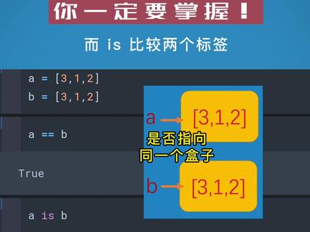 #从零学python 学编程一定要区分这两个操作符==和is,建议看完并收藏 #python #编程