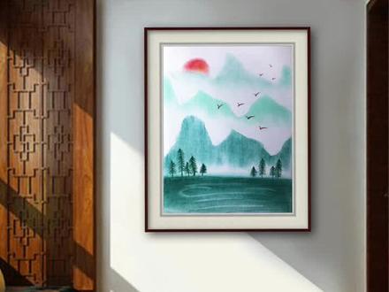 有废纸就能画的创意山水画#画画 #零基础学画画 #创意美术 #绘画教程 #亲子 #山水画#国画