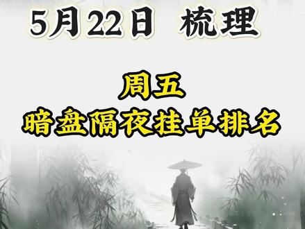 5.22 暗盘隔夜挂单排名 #热点 #散户 #短线 #短线交易 #大A