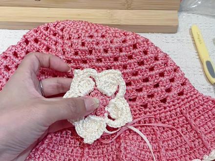 棉麻冰丝扁带线14号杏粉色 女童公主夏凉帽编织教程#手工夏凉帽钩针教程 #夏季遮阳帽 #儿童夏凉帽编织