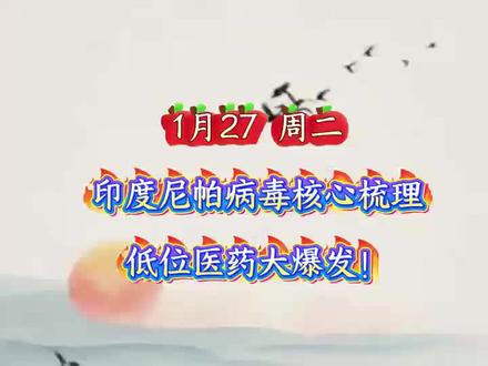 印度尼帕病毒概念股核心梳理!低位医药大爆发!#医药#尼帕病毒 #股民 #财经 #干货分享