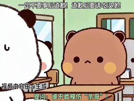 面对“杀哥”一定不要事后道歉,道歉要请吃汉堡!#一二布布#布布和一二#情侣日常#杀哥#卡通CP