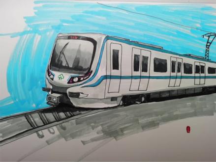 跑在地面上的地铁应该叫什么?地铁?城铁?公交车? #画地铁 #画城铁 #画画 #画火车