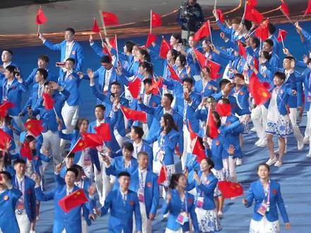 #聚焦杭州亚运会 #亚运名场面 杭州亚运会开幕式,中国体育代表团入场