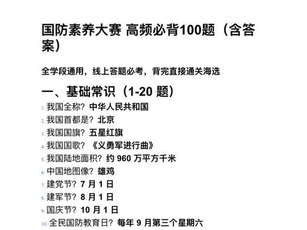 #国防素养大赛 #参考资料