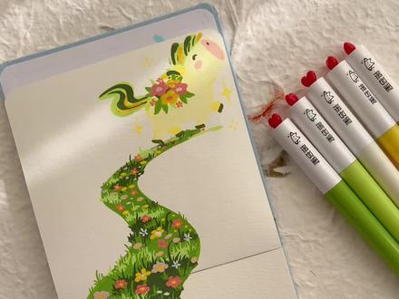 花会沿路盛开,你以后的路也是 马年画小马,心向璀璨,一路生花#艺术在抖音 #丙烯马克笔 #画画教程 #一看就会 #绘画