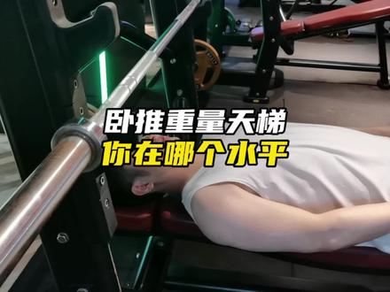 卧推级别划分,男性卧推力量对照表,每20公斤是一个门槛,你处于哪一个水平。卧推多少算大神,新手卧推平均水平是多少,卧推多少才算入门,视频结尾有答案#健身小白必看经验 #卧推 #健身 #健身干货 #自律