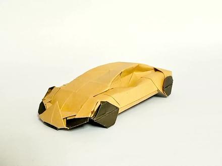 这个跑车有点酷酷的!用一张纸折一辆兰博基尼跑车,当作装饰! #折纸教程 #折纸玩具 #跑车 #手工折纸#折纸控