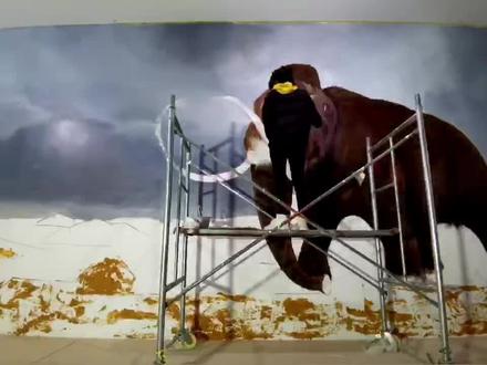 一匹巨大猛犸象的诞生,想知道作画步骤吗?请看这里#艺术 #墙绘 #壁画 #油画 #绘画 #视觉艺术