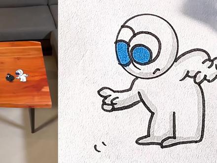 吃食物的火柴人和蜘蛛精。 #简笔画