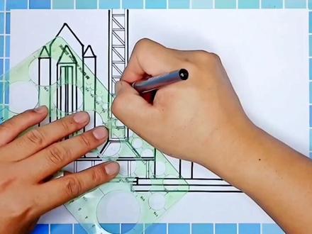 几何图形简笔画教程,绘图纸画简单好看的火箭发射基地,火箭发射#简笔画 #简笔画教程 #绘图尺简笔画 #火箭基地简笔画 #火箭的画法 #科技简笔画 #几何图形简笔画 #太空简笔画 #简笔画火箭 #零基础学画画