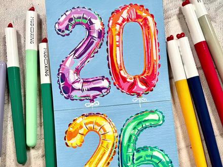 翻翻乐 2026丙烯马克笔气球教程 #丙烯马克笔 #马克笔手绘 #零基础学画画 #跟着抖音学画画 #手绘