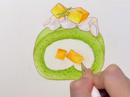 超级适合零基础的抹茶蛋糕,手把手教你画出美味蛋糕,学不会你来打我#水彩画 #水彩过程 #手绘 #绘画过程 #一起学画画 #钢笔淡彩 #零基础学画画 #充能计划 #水彩 #想画就画