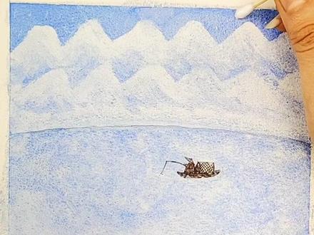 #古诗词 #小学生 #江雪古诗 #画画 怎样用纸巾画雪景