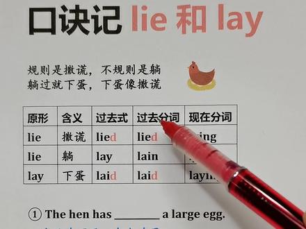 一个口诀彻底搞定lie和lay的各种区别,强烈建议收藏#零基础英语 #每日英语 #英语单词 #英语语法