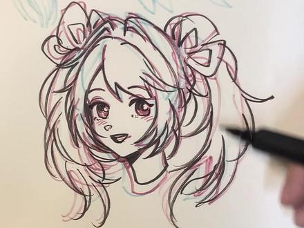 头发怎么画详细版 #画画教程 #手绘画画 #一起学画画#掌握毛笔